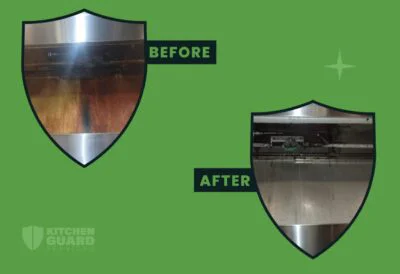 Commercial kitchen hood before and after professional cleaning — Metro Detroit restaurant